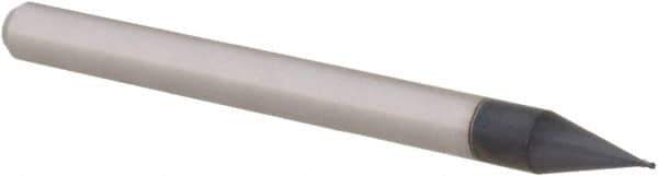 Accupro - 0.013", 0.019" LOC, 1/8" Shank Diam, 1-1/2" OAL, 4 Flute, Solid Carbide Square End Mill - Single End, AlTiN Finish, Spiral Flute, 30° Helix, Centercutting, Right Hand Cut, Right Hand Flute, Series Miniature - Eagle Tool & Supply