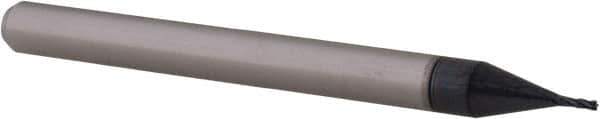 Accupro - 0.023", 0.069" LOC, 1/8" Shank Diam, 1-1/2" OAL, 4 Flute, Solid Carbide Square End Mill - Single End, AlTiN Finish, Spiral Flute, 30° Helix, Centercutting, Right Hand Cut, Right Hand Flute, Series Miniature - Eagle Tool & Supply