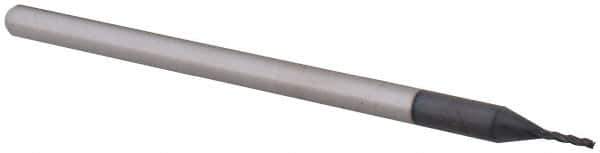 Accupro - 0.0312", 0.156" LOC, 1/8" Shank Diam, 2-1/2" OAL, 3 Flute, Solid Carbide Square End Mill - Single End, AlTiN Finish, Spiral Flute, 30° Helix, Centercutting, Right Hand Cut, Right Hand Flute, Series Miniature - Eagle Tool & Supply