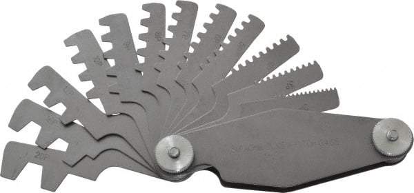 Value Collection - 12 Leaf, 2 to 20mm Pitch Range, Screw Pitch Gage - 30° Thread Angle - Eagle Tool & Supply