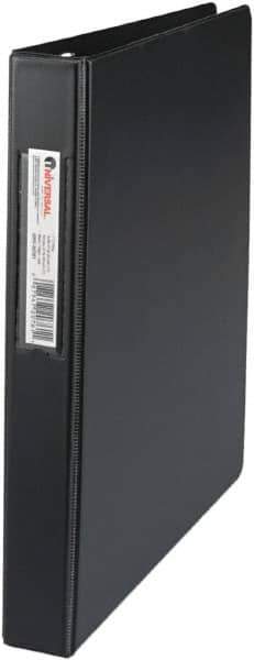 UNIVERSAL - 1" Sheet Capacity, 11 x 8-1/2", Non-View Ring Binder - Suede Finish Vinyl, Black - Eagle Tool & Supply