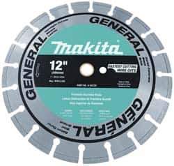 Makita - 14" Diam, 20mm Arbor Hole Diam, Wet & Dry Cut Saw Blade - Diamond-Tipped, Standard Round Arbor - Eagle Tool & Supply