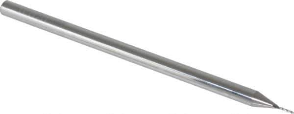 Accupro - 0.02" Diam, 0.16" LOC, 3 Flute Solid Carbide Ball End Mill - Uncoated, Single End, 2-1/2" OAL, 1/8" Shank Diam, Spiral Flute - Eagle Tool & Supply