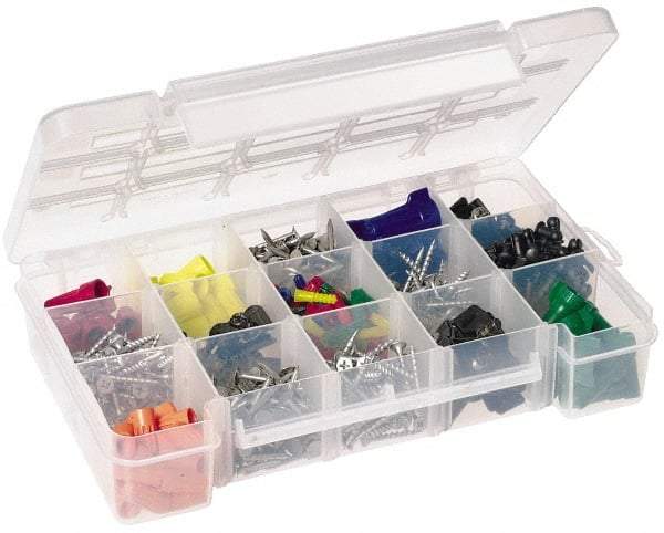 Akro-Mils - 7" Wide x 11" High x 2-3/8" Deep, Small Parts Storage Case - Clarified Polypropylene Frame, 3 to 15 Compartments, 2" Wide x 2-1/8 to 10-3/16" High x 2" Deep Bin - Eagle Tool & Supply