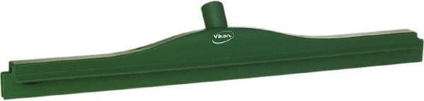 Vikan - 24" Rubber Blade Floor Squeegee - Double Edge, Green, Plastic Holder - Eagle Tool & Supply