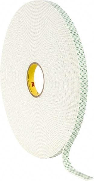 3M - 3/4" x 36 Yd Acrylic Adhesive Double Sided Tape - 1/8" Thick, Off-White, Urethane Foam Liner, Continuous Roll, Series 4008 - Eagle Tool & Supply