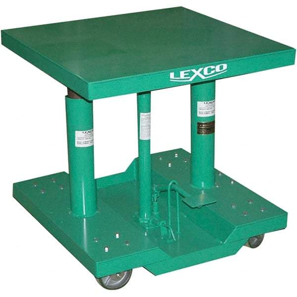 Wesco Industrial Products - 2,000 Lb Capacity Manual Hydraulic Post Lift Table - 30" to 48" Lift Height, 30" Platform Length x 30" Platform Width - Eagle Tool & Supply