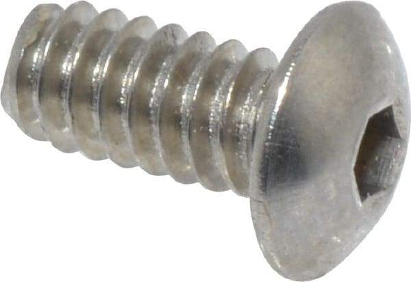 Value Collection - #4-40 UNC Hex Socket Drive, Button Screw - Grade 18-8 Stainless Steel, Uncoated, Fully Threaded, 1/4" Length Under Head - Eagle Tool & Supply