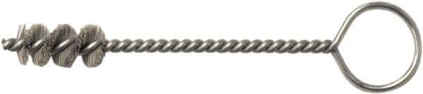 Weiler - 13.1mm Diam Helical Nylon Tube Brush - Single Spiral, 0.012" Filament Diam, 1" Brush Length, 5" OAL, 0.194" Diam Galvanized Steel Shank - Eagle Tool & Supply