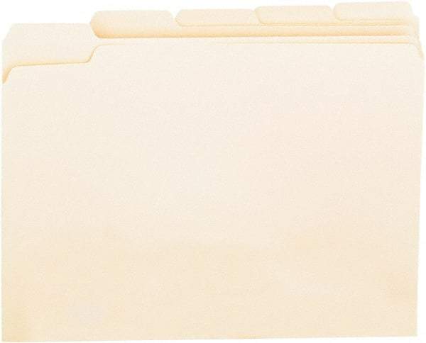 UNIVERSAL - 8-1/2 x 11", Letter Size, Manila, File Folders with Top Tab - 11 Point Stock, Assorted Tab Cut Location - Eagle Tool & Supply