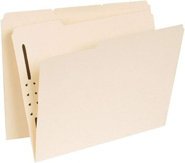 UNIVERSAL - 8-1/2 x 11", Letter Size, Manila, Classification Folders with Top Tab Fastener - 11 Point Stock, Assorted Tab Cut Location - Eagle Tool & Supply