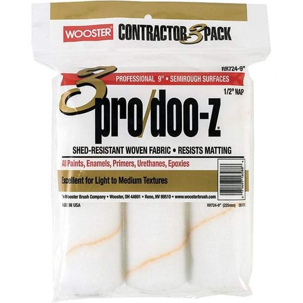 Wooster Brush - 1/2" Nap, 9" Wide Paint Roller - Semi-Rough Texture, Woven - Eagle Tool & Supply