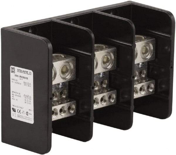 Square D - 3 Poles, 760 (Copper) Amp, Phenolic Power Distribution Block - 600 VAC, 2 Primary Connection - Eagle Tool & Supply