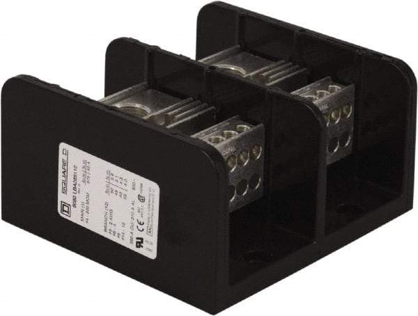 Square D - 2 Poles, 310 (Aluminium), 380 (Copper) Amp, Phenolic Power Distribution Block - 600 VAC, 1 Primary Connection - Eagle Tool & Supply
