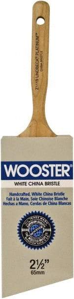 Wooster Brush - 2-1/2" Angled Hog Varnish Brush - 2-15/16" Bristle Length, 6-1/2" Maple Dowel Handle - Eagle Tool & Supply