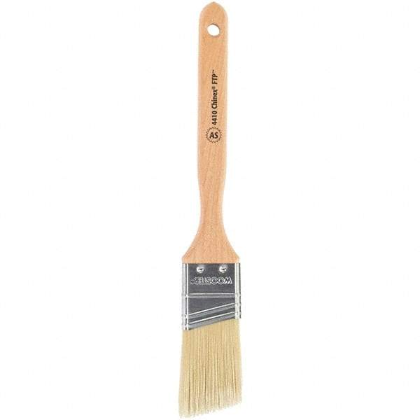 Wooster Brush - 1-1/2" Angled Synthetic Sash Brush - 2-7/16" Bristle Length, 7-7/8" Maple Fluted Handle - Eagle Tool & Supply