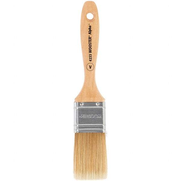 Wooster Brush - 1-1/2" Flat Synthetic Varnish Brush - 2-7/16" Bristle Length, 6-1/2" Maple Beavertail Handle - Eagle Tool & Supply