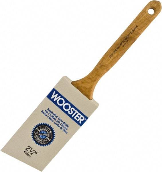 Wooster Brush - 2-1/2" Angled Hog Sash Brush - 2-11/16" Bristle Length, 7-7/8" Maple Fluted Handle - Eagle Tool & Supply