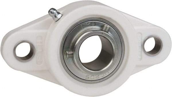 Value Collection - 1-1/2" ID, 6-15/16" OAL x 2-1/32" OAH 2-Bolt Flange Mounted Bearing - 4,001 Lb Static Cap, 6,541 Lb Dyn Cap, 5-43/64" Btw Mnt Hole Ctrs, 53/64" Base-to-Ctr Ht, Thermoplastic - Eagle Tool & Supply