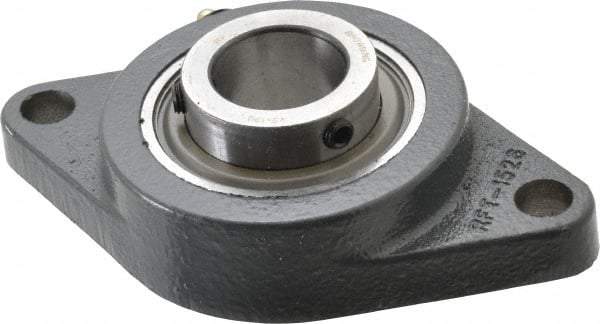 Browning - 1-1/4" ID, 6-1/8" OAL x 3-5/8" OAH 2-Bolt Flange - 3,493 Lb Static Cap, 5,782 Lb Dyn Cap, 5-1/8" Btw Mnt Hole Ctrs, Cast Iron - Eagle Tool & Supply