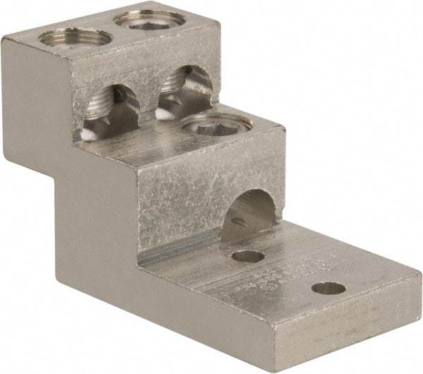 Thomas & Betts - 2 AWG Noninsulated Compression Connection Square Ring Terminal - 3/8" Stud, 4-29/32" OAL x 2-1/2" Wide, Tin Plated Aluminum Contact - Eagle Tool & Supply