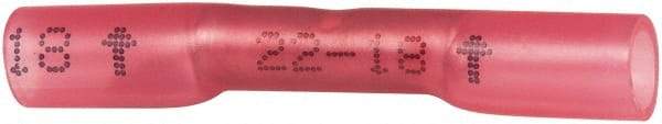 3M - 22 to 18 AWG Compatible, Heat Shrink Fully Insulated, Crimp-On Butt Splice Terminal - 2 Wire Entries, 1.2" OAL, Red - Eagle Tool & Supply