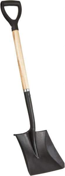PRO-SOURCE - 11-1/2" High x 9-1/2" Wide Square Steel Shovel - 28" Long Wood D-Grip Handle, Front Turned - Eagle Tool & Supply