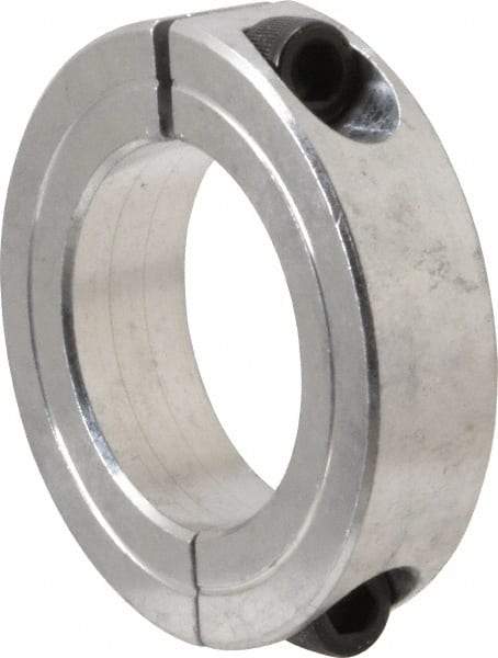 Climax Metal Products - 1-3/8" Bore, Aluminum, Two Piece Two Piece Split Shaft Collar - 2-1/4" Outside Diam, 9/16" Wide - Eagle Tool & Supply