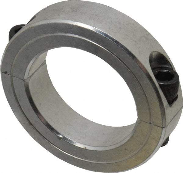 Climax Metal Products - 1-7/8" Bore, Aluminum, Two Piece Two Piece Split Shaft Collar - 2-7/8" Outside Diam, 11/16" Wide - Eagle Tool & Supply