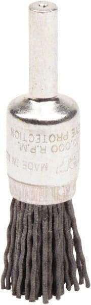 Weiler - 180 Grit, 1/2" Brush Diam, Crimped, End Brush - Very Fine Grade, 1/4" Diam Shank, 10,000 Max RPM - Eagle Tool & Supply