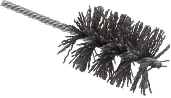 Weiler - 2" Diam Helical Nylon Tube Brush - Single Spiral, 0.04" Filament Diam, 2-1/2" Brush Length, 5-1/2" OAL, 1/4" Diam Shank - Eagle Tool & Supply