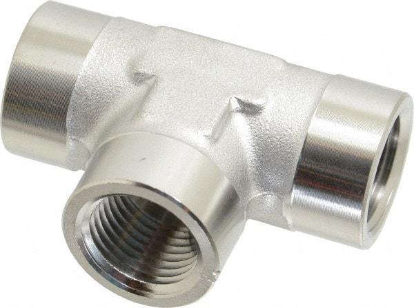 Made in USA - 3/4" Grade 316 Stainless Steel Pipe Tee - FNPT End Connections, 3,000 psi - Eagle Tool & Supply