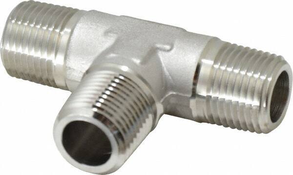 Made in USA - 3/4" Grade 316 Stainless Steel Pipe Tee - MNPT End Connections, 3,000 psi - Eagle Tool & Supply