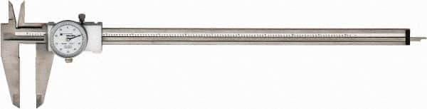 TESA Brown & Sharpe - 0" to 12" Range, 0.001" Graduation, 0.1" per Revolution, Dial Caliper - White Face, 2.5" Jaw Length, Accurate to 0.02mm/0.03mm - Eagle Tool & Supply