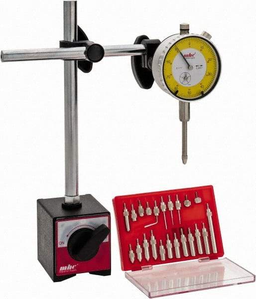 Value Collection - 0.001" Graduation, Indicator & Base Kit - 0.001 Inch Graduation, Includes Indicator, Magnetic Base, Point Set - Eagle Tool & Supply