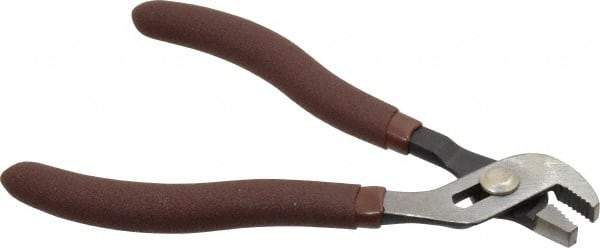 Paramount - 4-3/4" OAL, 1/2" Max Capacity, 3 Position Gooseneck Tongue & Groove Pliers - Serrated Straight Jaws, Standard Head, Plastic Dipped Handles - Eagle Tool & Supply