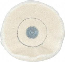 Made in USA - 4" Diam x 1/2" Thick, Loose Sewn Mounted Buffing Wheel - 40 Ply, 1/4" Shank Diam - Eagle Tool & Supply