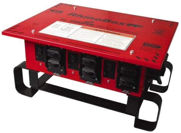 Cooper Wiring Devices - 7 Outlet, 125/240 Volt, 50 Amp Rating, Stand Alone Unit, Automatic, Industrial Distribution Center - Reinforced Metal Housing, 3 Front Outlets, Power Distribution Center with GFCI Protection - Eagle Tool & Supply