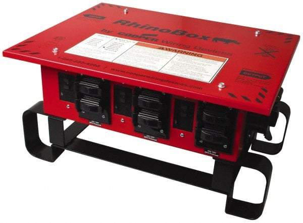 Cooper Wiring Devices - 8 Outlet, 125/240 Volt, 50 Amp Rating, Stand Alone Unit, Automatic, Industrial Distribution Center - Reinforced Metal Housing, 3 Front Outlets, Power Distribution Center with GFCI Protection - Eagle Tool & Supply