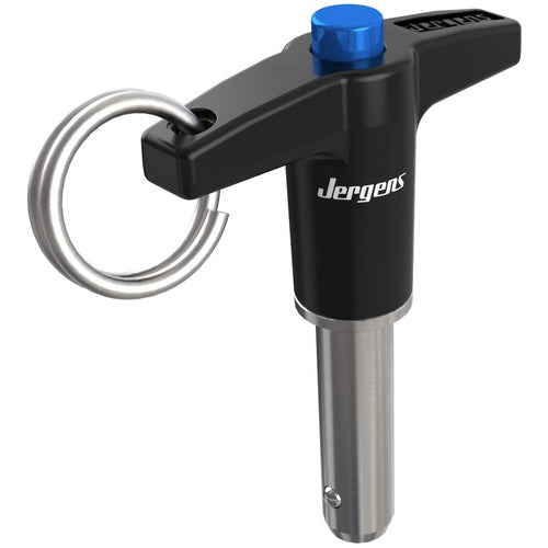 1/4″ Pin Diameter, 1-3/4″ Grip Length, T-Handle Kwik-Lok Pin, Stainless Steel, Black Finish