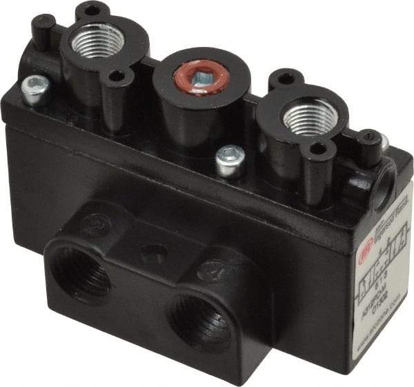 ARO/Ingersoll-Rand - 1/4" Inlet x 1/4" Outlet, Pilot Actuator, Pilot Return, 3 Position, Body Ported Solenoid Air Valve - 54 CFM, 1.5 CV, 4 Way, 150 psi, 2-15/16" Long x 1-15/16" Wide x 1-13/16" High, 0 to 180°F - Eagle Tool & Supply