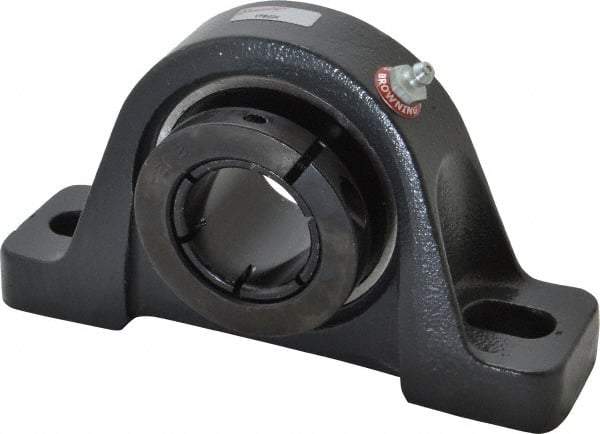 Browning - 1-1/2" ID, 7-1/8" OAL x 4" OAH Pillow Block - 4,467 Lb Static Cap, 7,340 Lb Dyn Cap, 5-3/8" Btw Mnt Hole Ctrs, 2" Base-to-Ctr Ht, Cast Iron - Eagle Tool & Supply