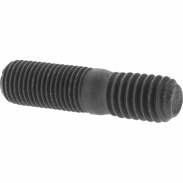 Value Collection - 3/8-24 Long Thread, 3/8-16 Short Thread, 1-1/2" OAL Unequal Double Threaded Stud - Steel, Uncoated, 3/4" Long Thread Length, 1/2" Short Thread Length - Eagle Tool & Supply