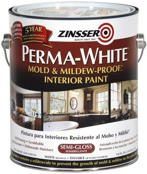 Zinsser - 1 Gal White Semi Gloss Finish Latex Paint - 400 Sq Ft per Gal, Interior/Exterior, <50 gL VOC Compliance - Eagle Tool & Supply