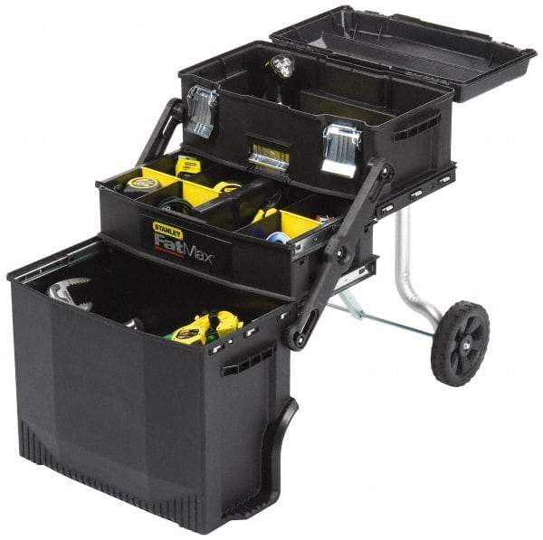 Stanley - 22 Lb Capacity 4-in-1 Mobile Workstation - 11.1111" Wide x 21-1/4" Deep x 28-2/3" High, Structural Foam, Black - Eagle Tool & Supply