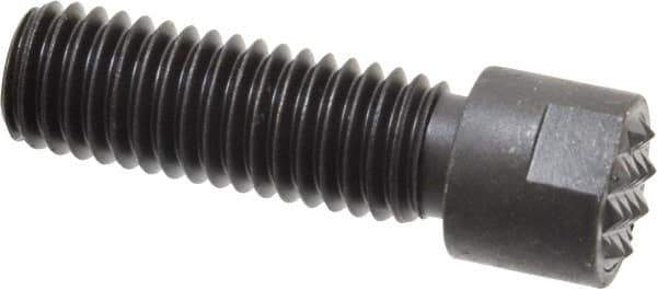 Fairlane - Serrated Tooth, 1/2-13, 3/16" Internal Hex, 1-1/2" Shank Length, 1-1/2" Thread Length, Black Oxide Finish, Round Head, Adjustable Positioning Gripper - 1/2" Pad Diam, 5/8" Hex, 1/4" Head Height, Fine Tooth Grade - Eagle Tool & Supply