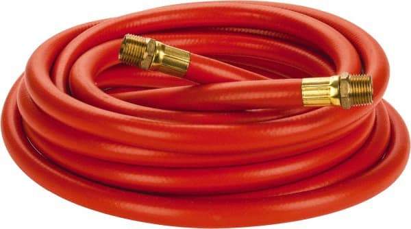 PRO-SOURCE - 1/2" ID x 3/4" OD 25' Long Multipurpose Air Hose - MNPT x MNPT Ends, 300 Working psi, 23 to 150°F, 1/2" Fitting, Orange - Eagle Tool & Supply