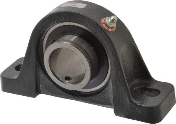 Browning - 1-1/2" ID, 7-1/8" OAL x 3-15/16" OAH Pillow Block - 4,467 Lb Static Cap, 7,340 Lb Dyn Cap, 5-3/8" Btw Mnt Hole Ctrs, 1-15/16" Base-to-Ctr Ht, Cast Iron - Eagle Tool & Supply