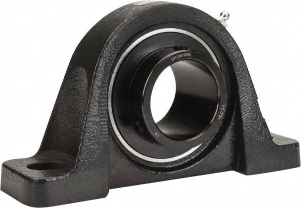 Browning - 1-15/16" ID, 8" OAL x 4-1/2" OAH Pillow Block - 5,216 Lb Static Cap, 7,889 Lb Dyn Cap, 6-3/16" Btw Mnt Hole Ctrs, 2-3/16" Base-to-Ctr Ht, Cast Iron - Eagle Tool & Supply