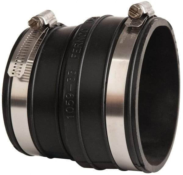 Made in USA - 3" PVC Flexible Pipe Coupling with Clamp - 4" Long, Socket x Pipe, Stainless Steel Clamp - Eagle Tool & Supply